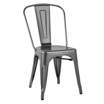 Bolero Gun Metal Grey Steel Bistro Side Chair (Pack of 4) (GL329)