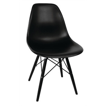 Bolero Black Moulded Chairs with Black Wooden Legs (Pack of 2) (GM662)