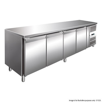 TROPICALISED Stainless Steel Four Door Gastronorm Bench Fridge (GN4100TN)