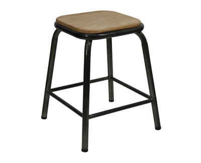 Bean Metal Stackable Retro Bar Stool with Ash Seat 450mm Gun Metal