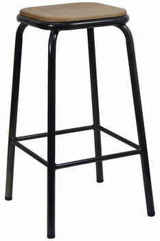 Bean Metal Stackable Retro Bar Stool with Ash Seat 680mm Gun Metal