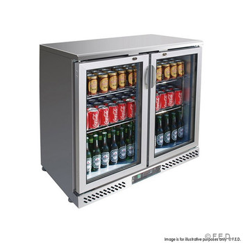 Two Door Stainless Steel Bar Cooler with castors (SC248SG)
