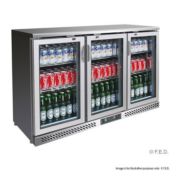 Three Door Stainless Steel Bar Cooler with castors (SC316SG)