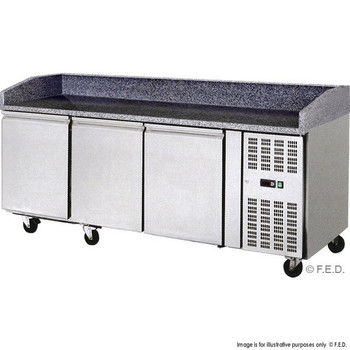 Three Door Stainless Steel Workbench Fridge with Marble Benchtop (THPZ3600TN)