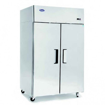 Stainless Steel Upright Double Door Dual Temperature Fridge and Freezer
