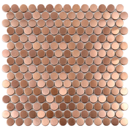 Roca Metals Rose Gold Brushed Penny Round 12 x 12 Mosaic FWMRGPY-12M