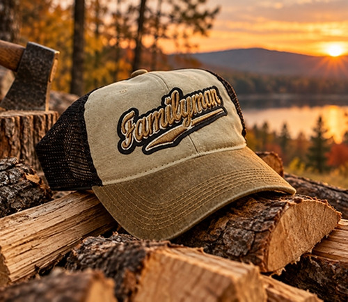 This hat is an old trucker style. Not as stiff as the structured hats and is perfect for working in the back yard, tromping around the woods, or chopping some wood.