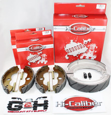 QUALITY WATER GROOVED FRONT & REAR BRAKE SHOES SET + SPRINGS Honda 1988-2000 TRX 300 FW Fourtrax (4x4 ONLY)