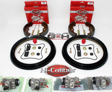 COMPLETE FRONT BRAKE REBUILD KIT (Grooved Front Shoes + Springs, Wheel Cylinders, Hardware) for 2004-2007 Honda TRX 400 Rancher