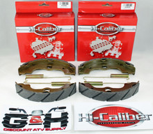(2 SETS) QUALITY WATER GROOVED Front Brake Shoes + Springs for 1995-2004 Honda TRX 400 and 450 S ES Foreman ATVs