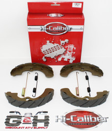(2 SETS) QUALITY GROOVED Front Brake Shoes & Springs for 2001-2008 Kawasaki Mule 3010 4x4 & Trans 4x4, 3020 Turf KAF 620
