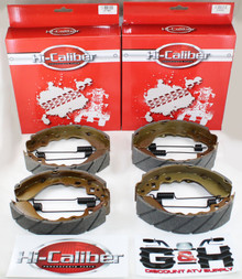 (4 Sets) of QUALITY GROOVED FRONT & REAR Brake Shoes & Springs for Kawasaki 500 520 550 Mule KAF 300