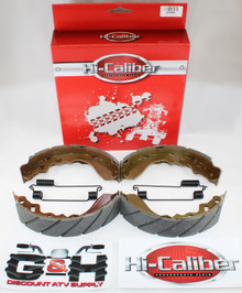 (2 Sets) QUALITY GROOVED FRONT Brake Shoes & Springs for Kawasaki 500 520 550 Mule KAF 300