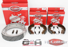 Complete Set of WATER GROOVED FRONT & REAR Brake Shoes +Springs for 1987-1989 Suzuki LT 300 E Quadrunner ATVs
