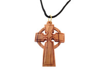 Celtic Cross Pendant- Olive Wood Celtic Cross Pendant 1.6 inches in Height W/Black Cord.
