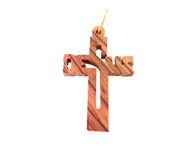 Olive Wood Jesus Name Cross 1.4 inches in Height