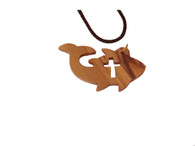 Olive Wood Fish With Cross Pendant.(1 inches in Height)