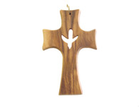 Olive Wood Cross-With Dove Pendant. (2.9 inches in Height)
