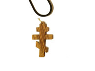 Olive Wood Russian Orthodox Cross Pendant. (1.6 inches in Height)