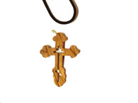 Olive Wood Russian Orthodox Cross Pendant. .(1.4 inches in Height)
