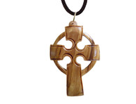 Olive Wood Celtic Cross Pendant.(2.4 inches in Height)