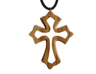Olive Wood Inspirational Cross Charm.(2.4 inches in Height)