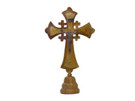 Olive Wood Standing Jerusalem Cross W/Crucifix 4 inches in Height)