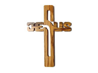 Olive Wood Jesus Name Cross. (8 inches in Height)