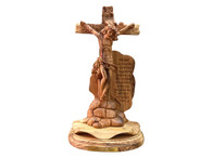 Museum Quality Olive Wood Crucifiction Statue -Sacrifice Of Christ - John 3:16 (7.90 inches in Width x 13.75 inches in Height)