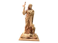 Olive Wood Jesus The Good Shepherd Statue- Museum Quality (6.66 inches in Width x 13.3 inches in Height)