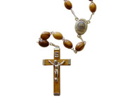 Olive Wood Rosary Centerpiece Containing Soil From Bethlehem.