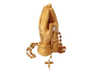 Olive Wood Praying Hands W/ Earth Rosary