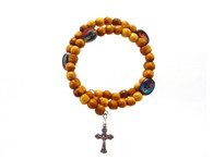 Olive Wood Wrap Bracelet Rosary- Round Beads