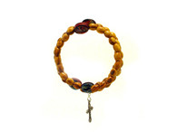 Olive Wood Wrap Bracelet Rosary- Oval Beads