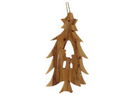 Olive Wood Christmas Tree Nativity Ornament.
