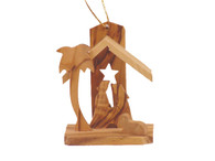Olive Wood Small Manger W/Star.