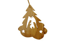 Olive Wood Tree & Clouds Nativity Ornament (3.5 inches in Height x 3 inches in Width).