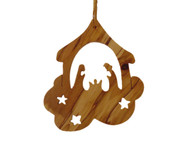 Olive Wood House In The Clouds Ornament (3.5 inches in Height)