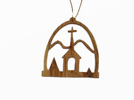 Olive Wood Church Ornament.