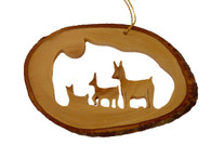 Olive Wood Ornament - Deer Family