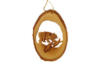 Olive Wood Ornament - Fishing Bear