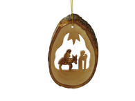 Olive Wood Flight Into Egypt Ornament.
