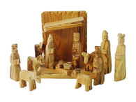 Olive Wood Nativity Set- Removable Figures 12 pcs W/Stable