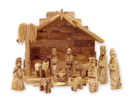 Olive Wood Miniature Set with Stable 12 pieces