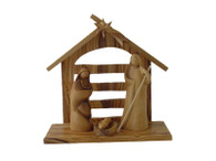 Modern Olive Wood Nativity Set With Arch Stable