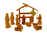 Olive Wood Exquisite Hand Carved Nativity Set From Bethlehem with Modern Style Stable.