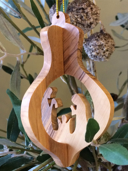 Olive Wood 3-D Nativity Ornament Large
