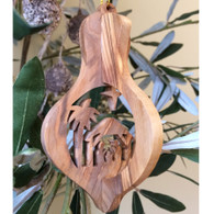 Olive Wood 3-D Nativity Ornament with Palm Trees Small