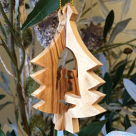 Olive Wood 3D Tree Ornament with Nativity small