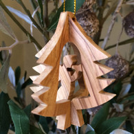 Olive Wood 3D Tree Ornament with Angel small